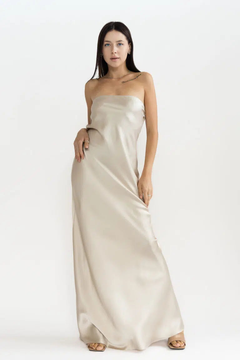 Majestic Silk Dress Pearl-Beige, (Serenity) 680804