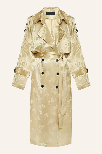 Béžový květovaný trenčkot (K.KVIT) , CSS260005