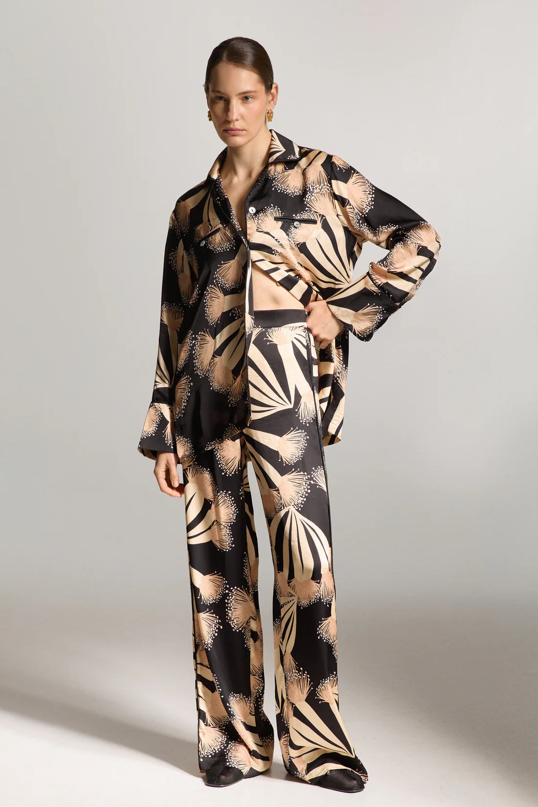 Kalhoty pyžamové Jane černé (Sarna) SA022S