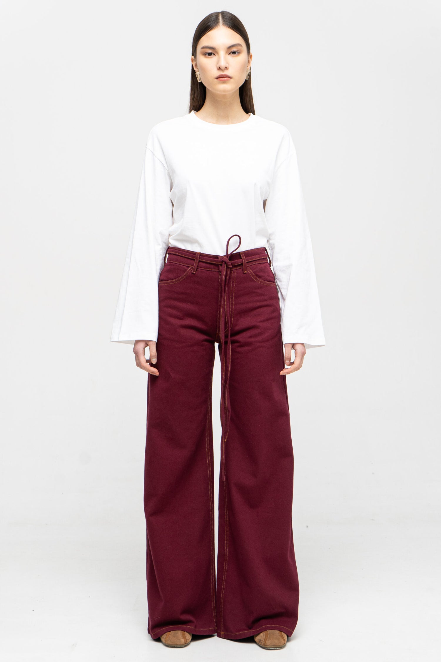 Бордові джинси-мішкуваті (під колір деніму), sp25-jns-bordo