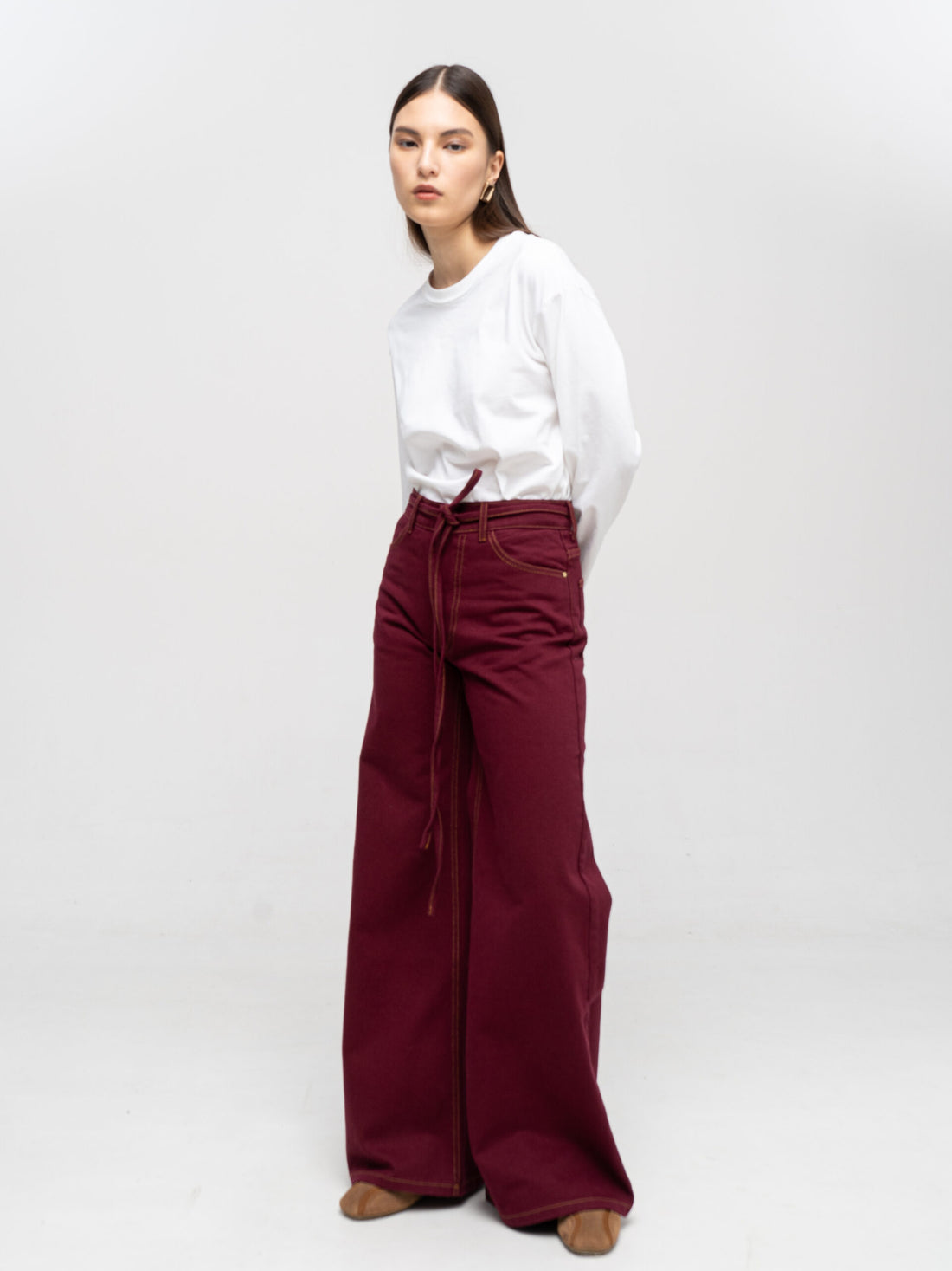 Džíny Burgundy Baggy (Match Denim) , sp25-jns-bordo