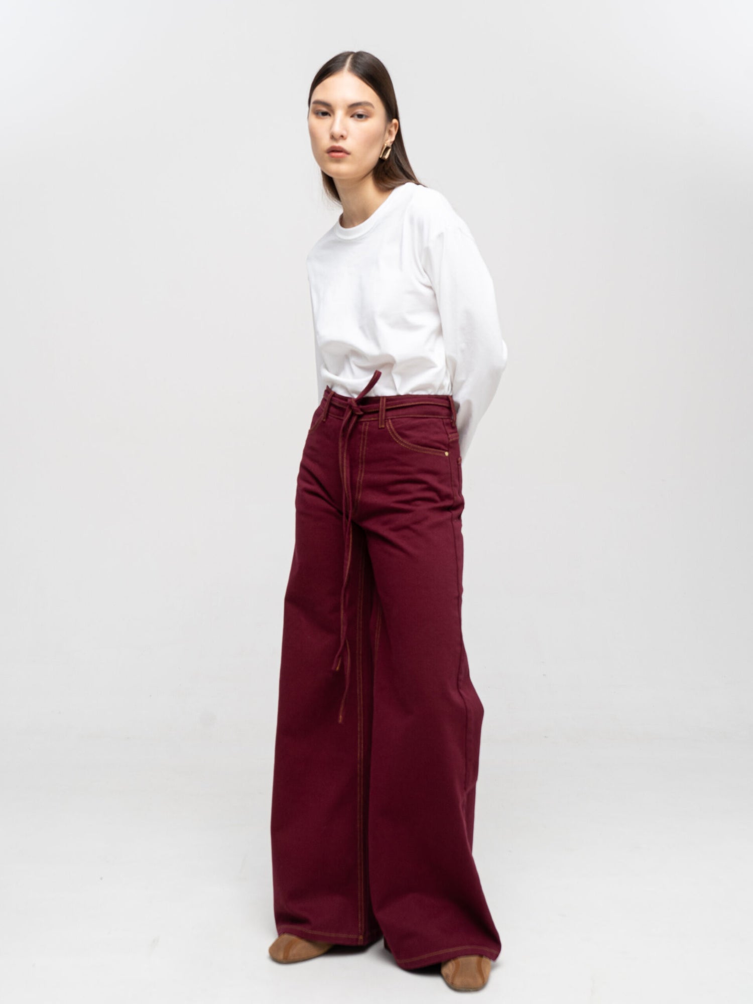 Бордові джинси-мішкуваті (під колір деніму), sp25-jns-bordo