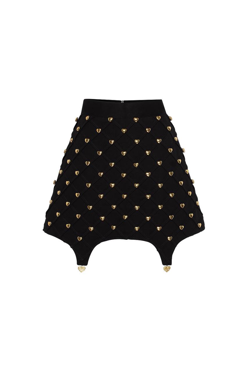Mini sukně se srdíčky, černá, (Guranda) GRD0022057