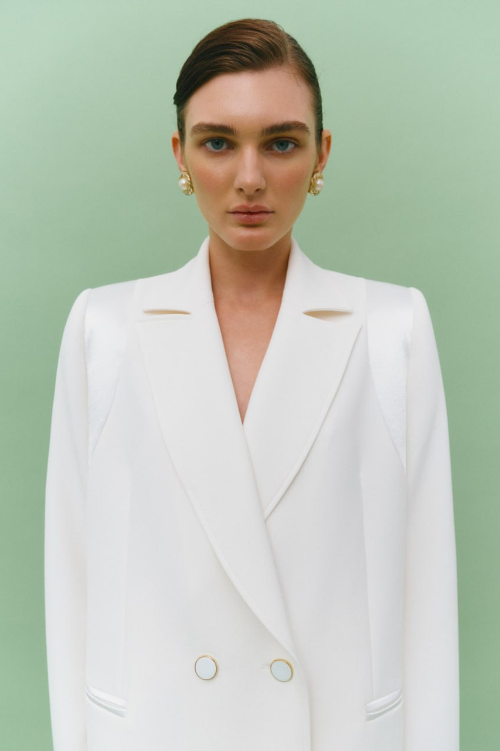 Double-breasted jacket with inserts (Total White) FW2303