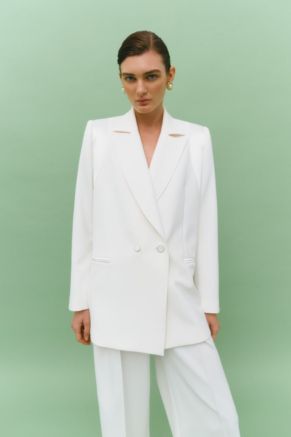 Double-breasted jacket with inserts (Total White) FW2303