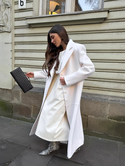 Midi sukně z umělé kůže (Total White) , FW2506