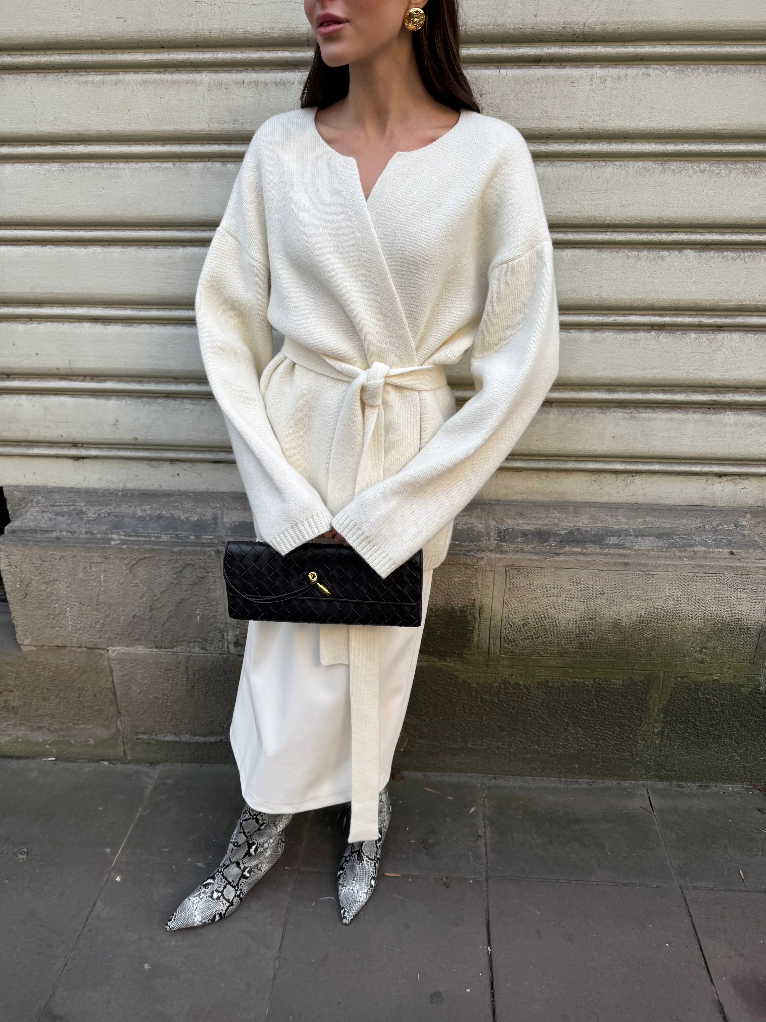 Midi sukně z umělé kůže (Total White) , FW2506