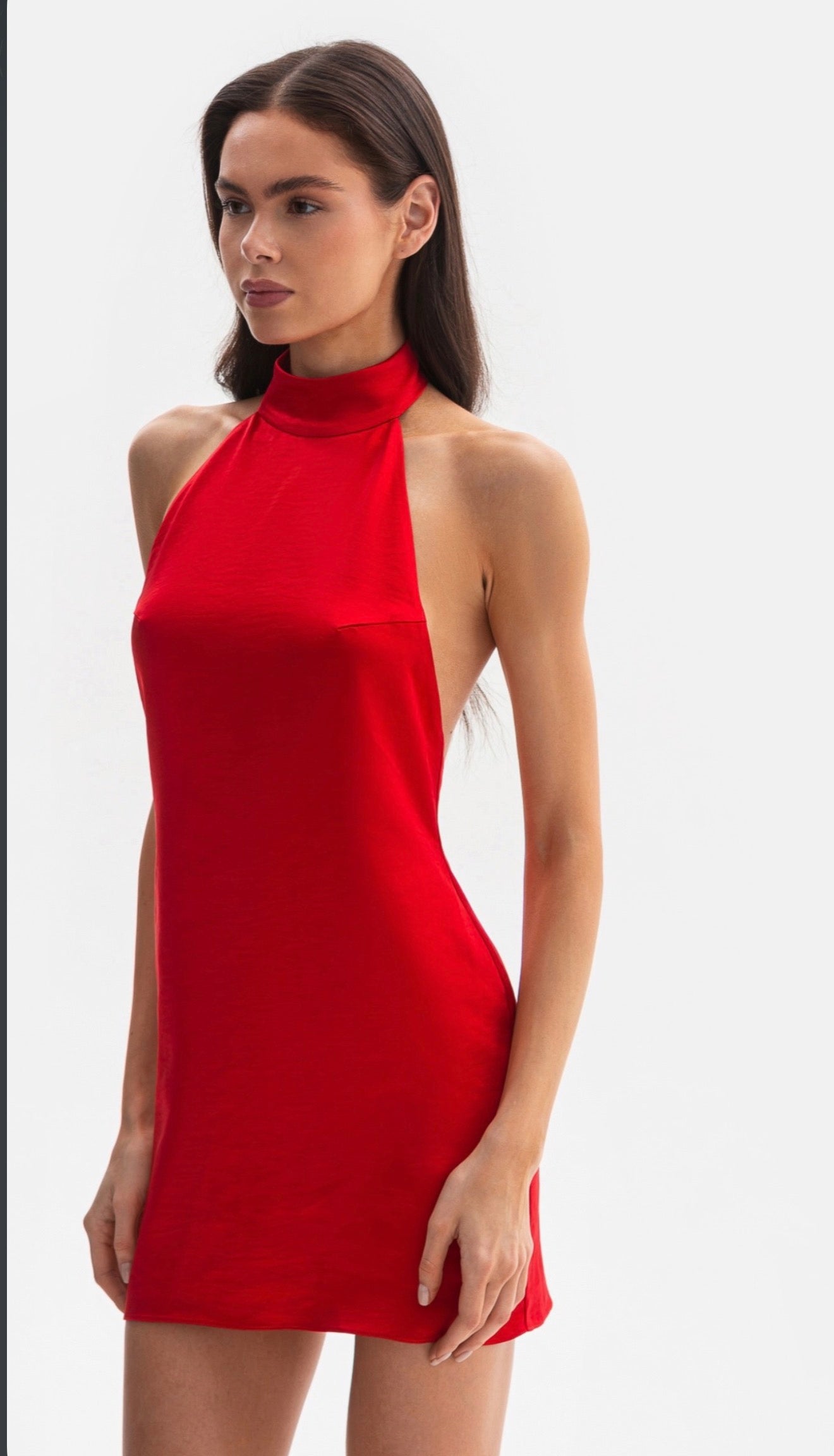 Dress CHARLOTTE - weightless long satin dress with open back (LE GRETES), 212-07/FW25/26