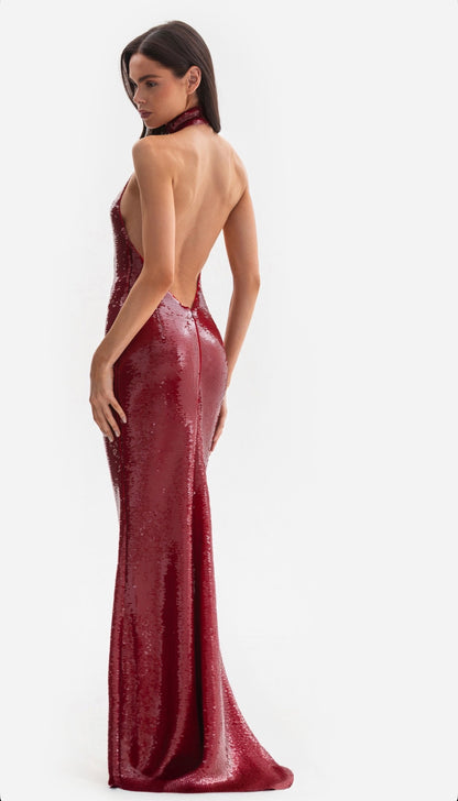 Šaty SHIMMER - večerní, dlouhé flitrované šaty s odhalenými zády (LE GRETES) , DR04\3S25