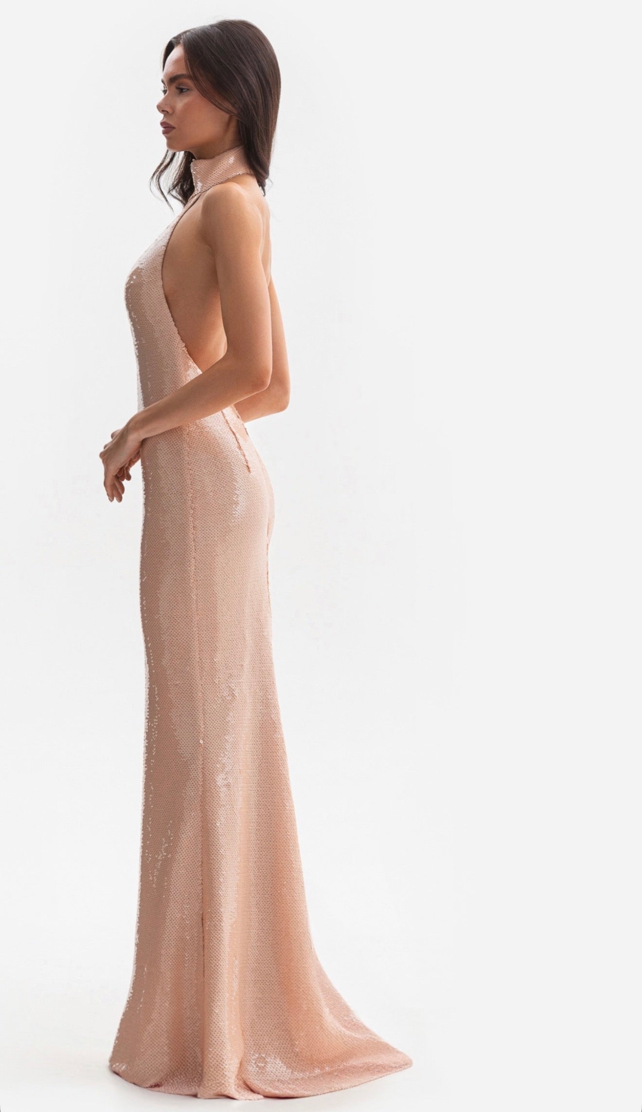 Šaty SHIMMER - večerní, dlouhé flitrované šaty s odhalenými zády (LE GRETES) , DR05S25