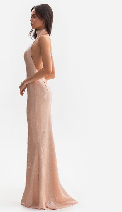Šaty SHIMMER - večerní, dlouhé flitrované šaty s odhalenými zády (LE GRETES) , DR05S25