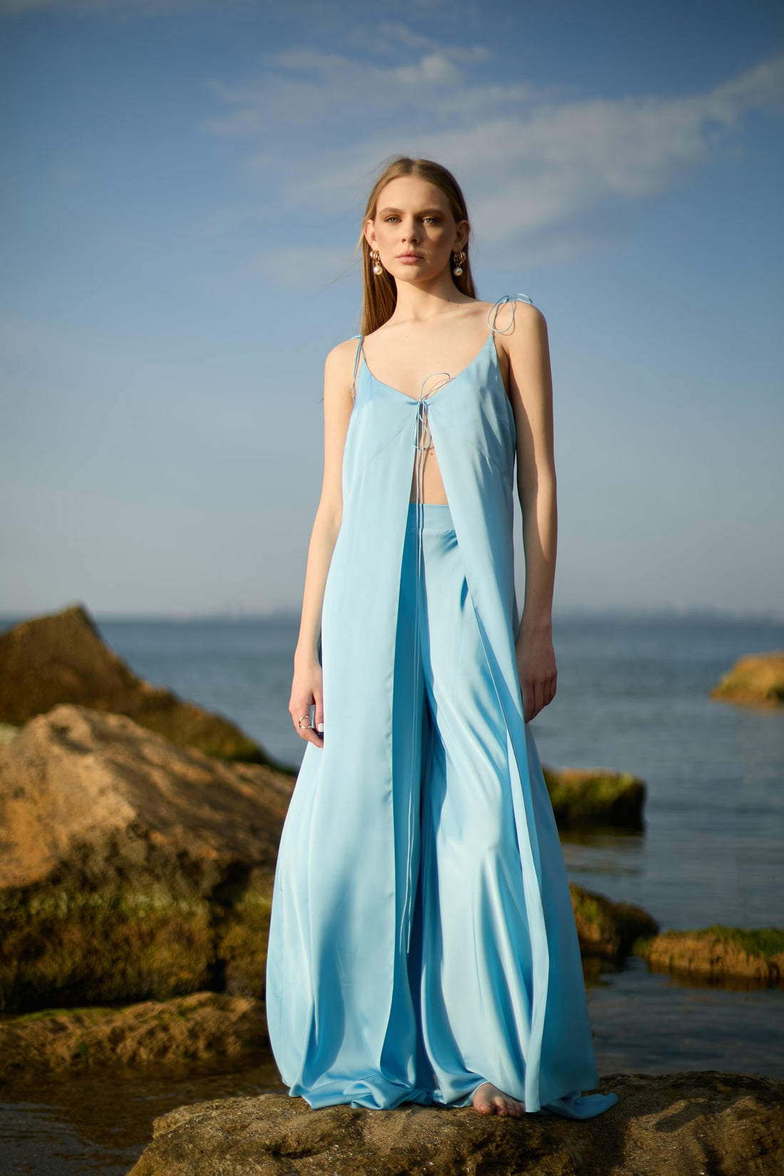 Kalhoty bledě modré LANA, (Mint) 03330