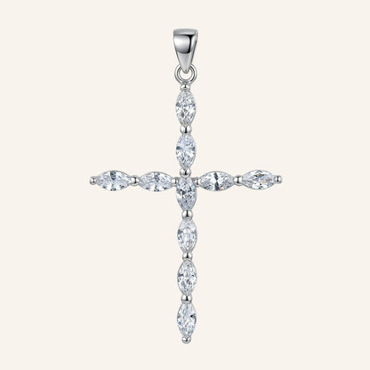 Velký stříbrný přívěsek křížek se zirkony Marquise Crystal (SilveAmo) , P2F.4041