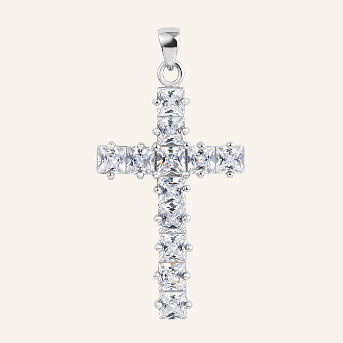Stříbrný přívěsek křížek se zirkony Crystal Cross (SilveAmo) , P2F.4042