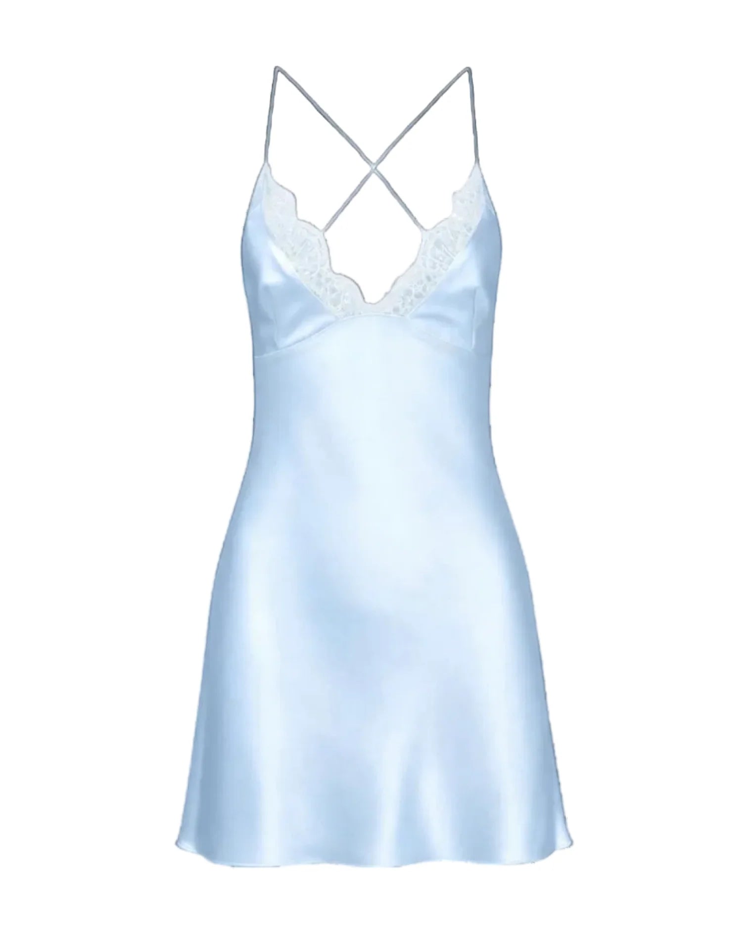 Modré minišaty Naya s krajkou (Ocean x Silk)