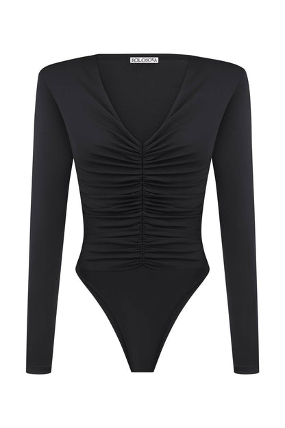 Body s řasením, černé (Kolosova) K0028A
