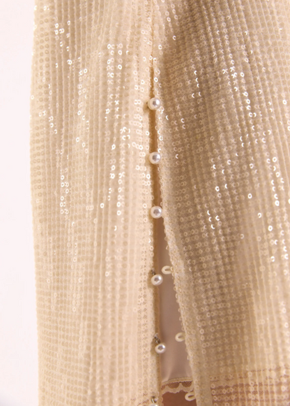 Mléčně zbarvené flitrové šaty, rovný střih, IVORY GLIMMER (Kristina Laptso) , VIS2553XSSMMLIV