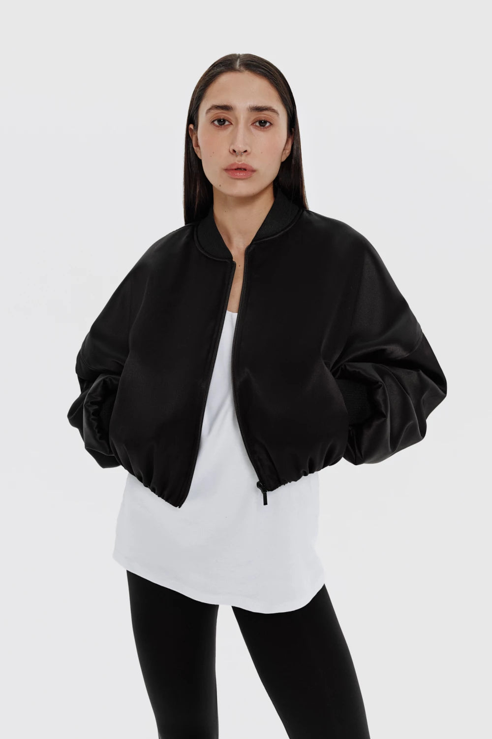 Black satin bomber jacket, (KeepStyle) 2000000162140