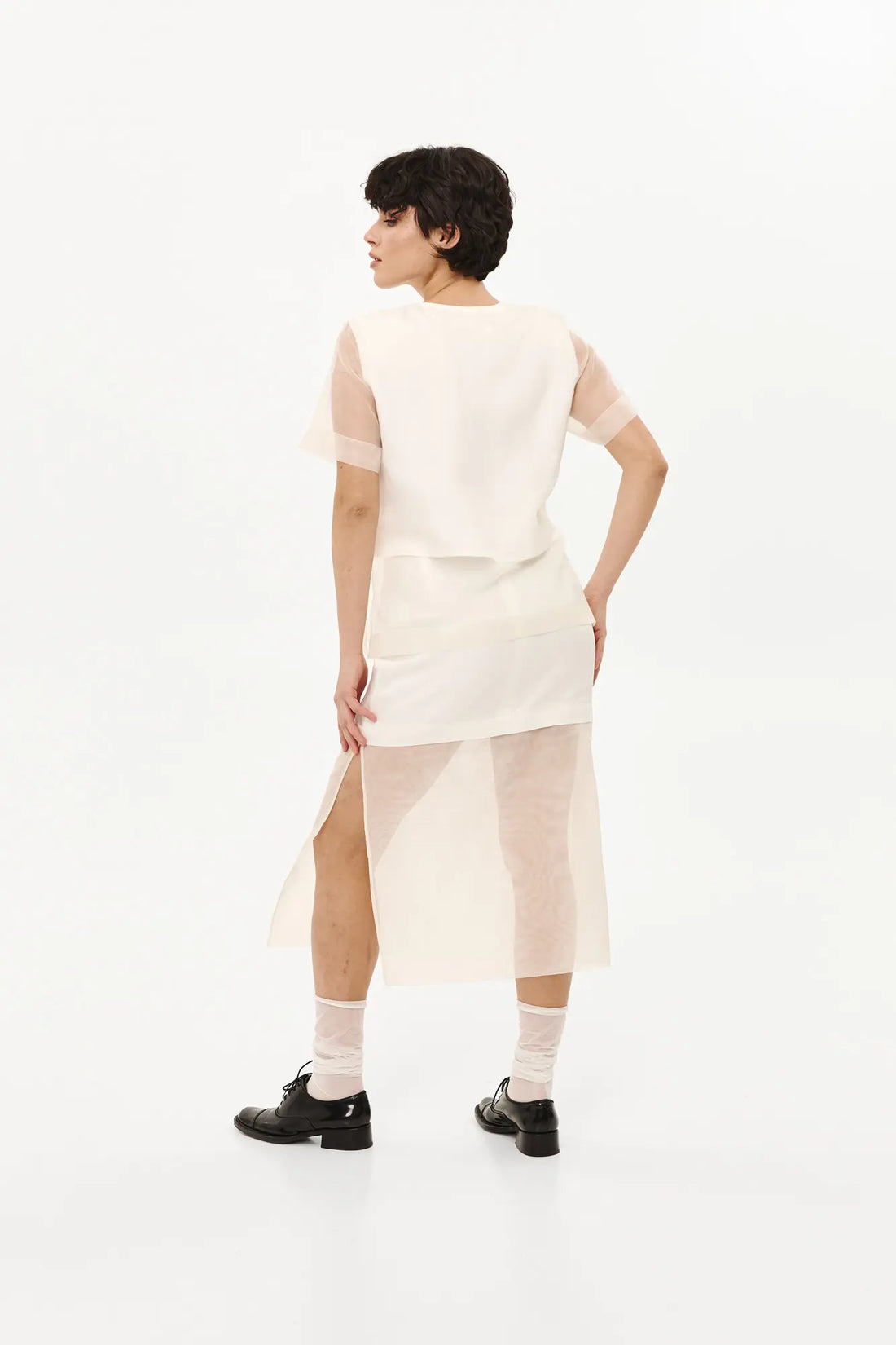 Біла блузка з короткими рукавами (Nazarelli) VD18