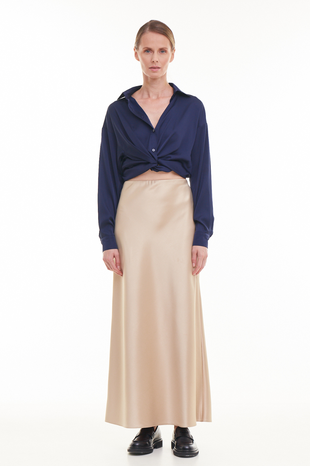 Zlatá maxi sukně s elastickým pasem (Mint) 2552
