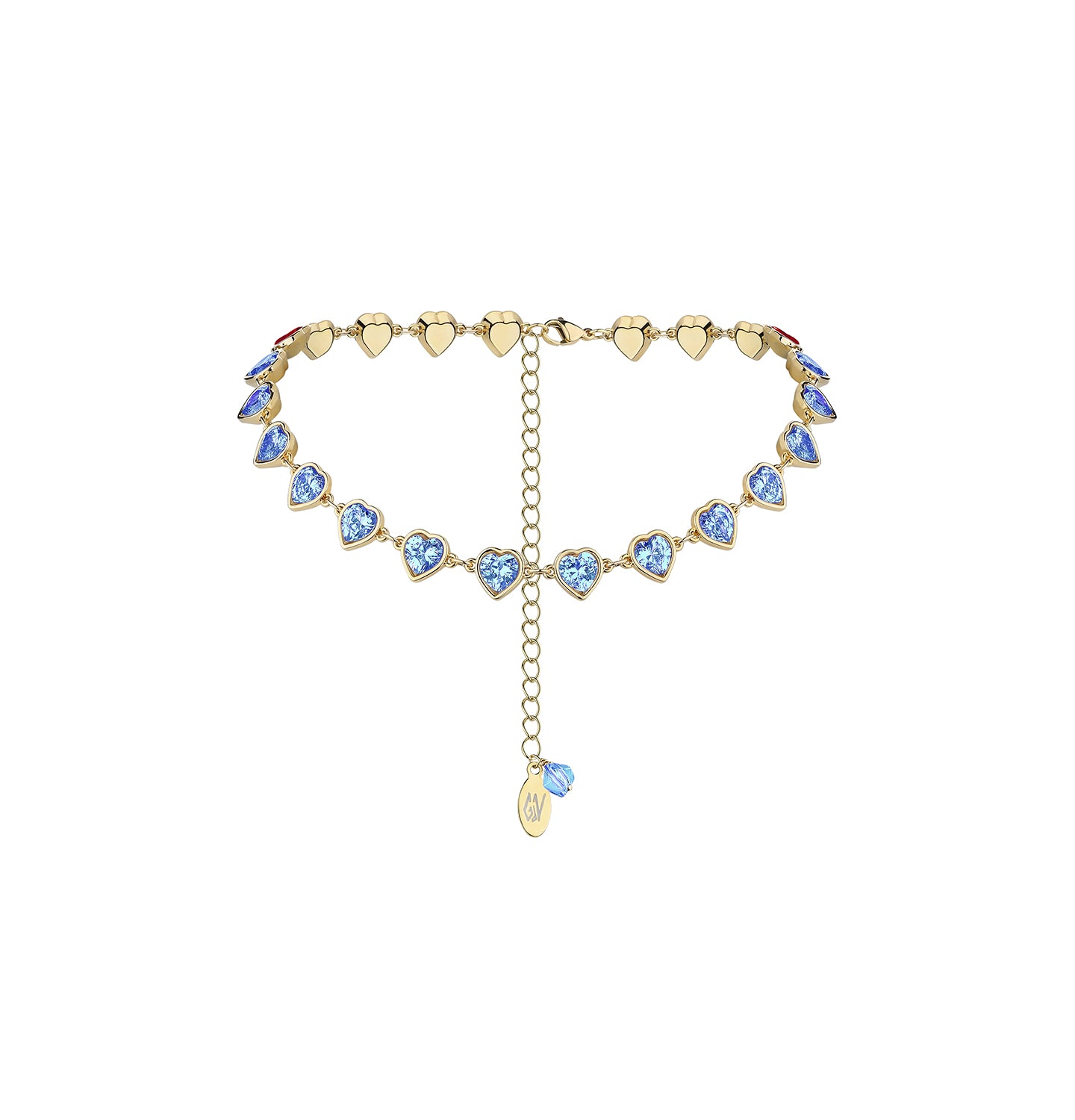 COLD HEART CHOKER BLUE GOLD (Grains de Verre) CHHsB2