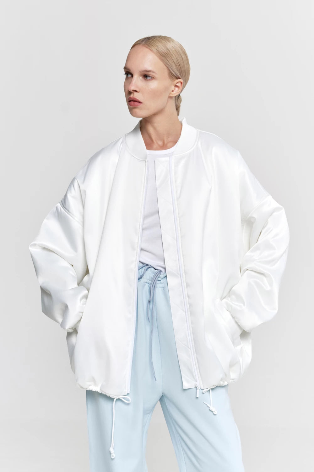 Satin bomber in milky color (KeepStyle) KSTL_0019