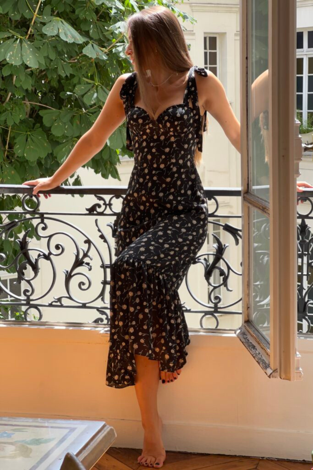 Sundress-bustier dress with floral print black (MonCheri) MC_0024