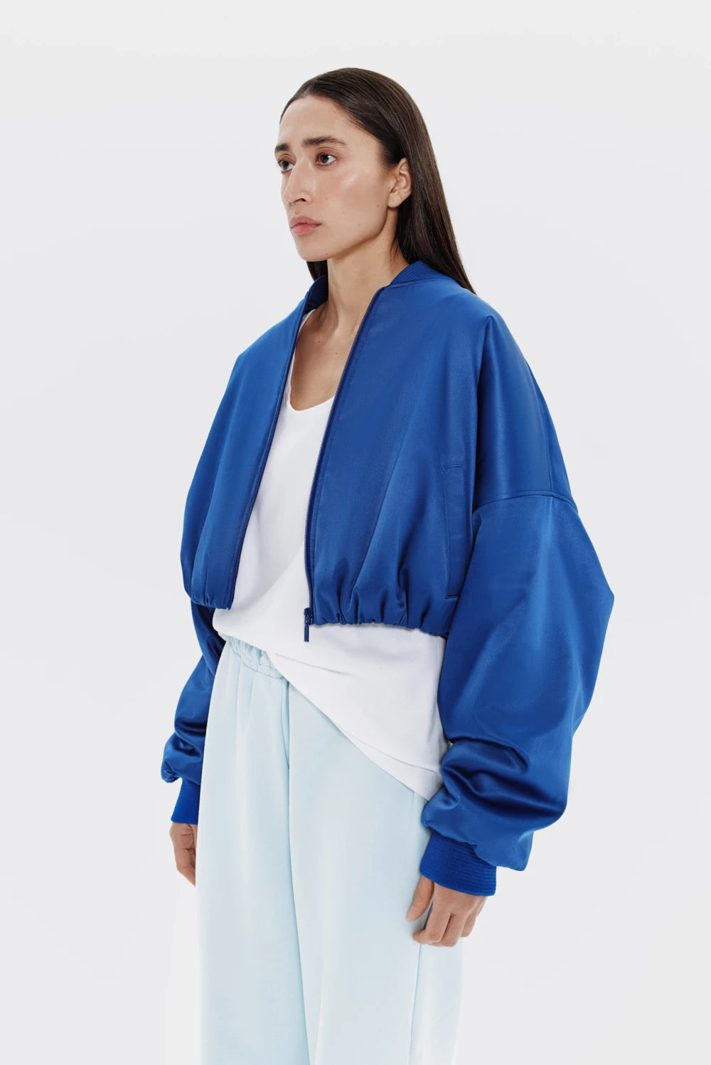 Satin bomber jacket electric blue, (KeepStyle) 2000000154275