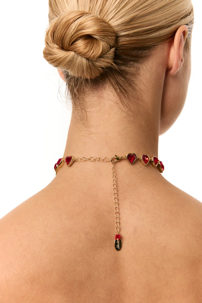 Náhrdelník Cold Heart Červeno-zlatý (Grains de Verre) , CHHs4