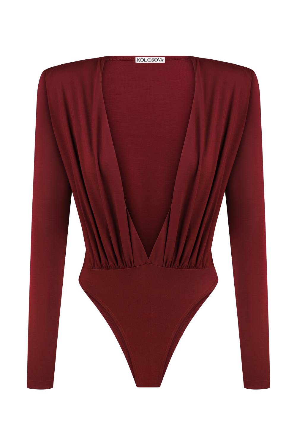 Body s hlubokým výstřihem do V vínová (Kolosova) K0026A