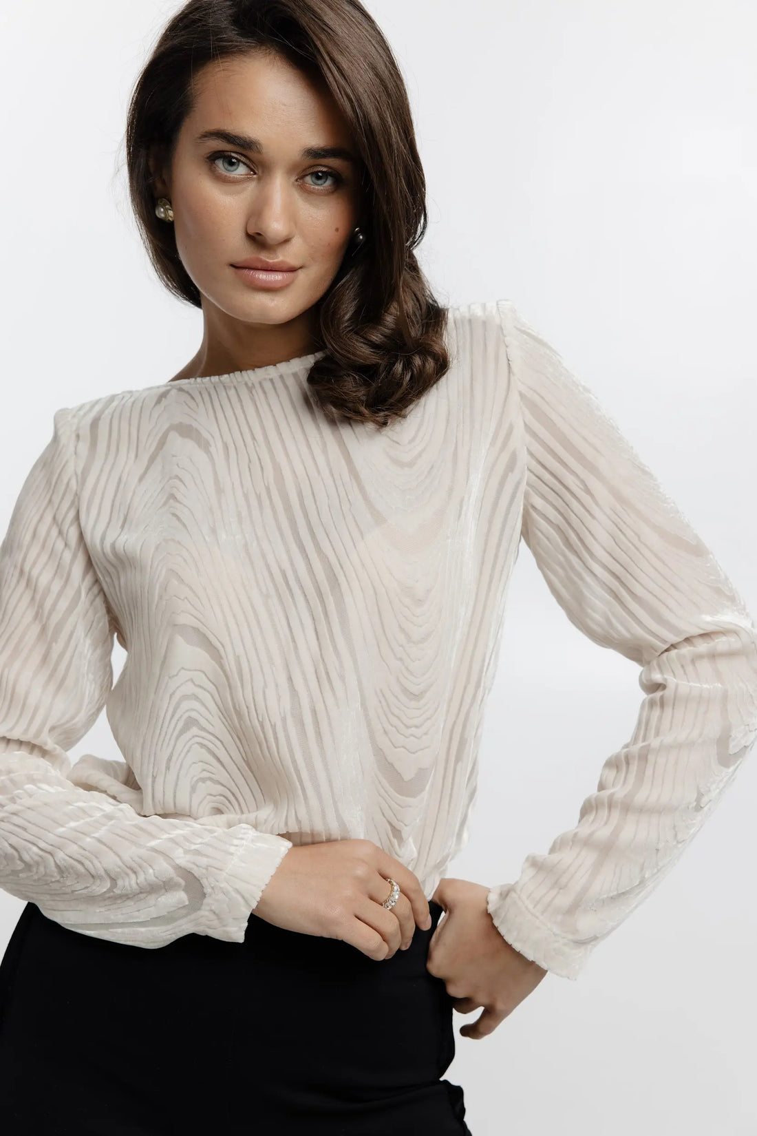 Оксамитова блузка (Колір: молочний), (Nazarelli), NF-00000286