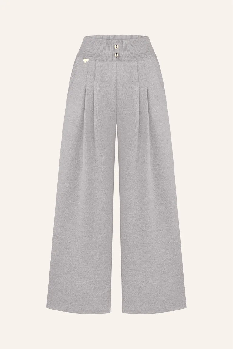 Light grey knitted palazzo trousers (T.MOSCA) BW25-01