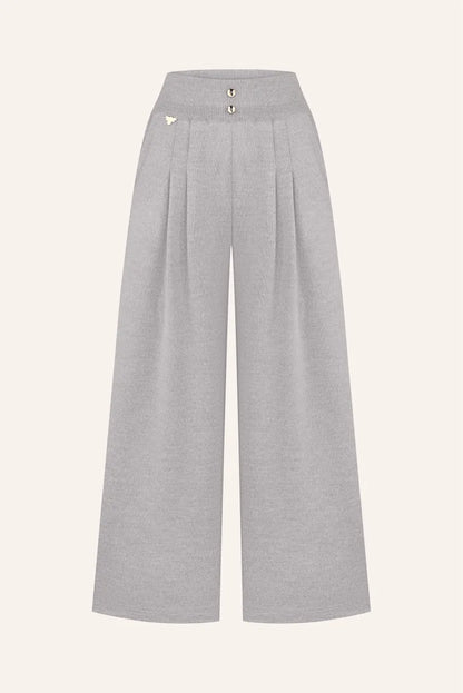 Light grey knitted palazzo trousers (T.MOSCA) BW25-01
