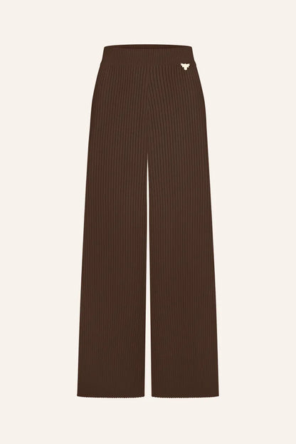 Ribbed knitted trousers, brown (T.MOSCA) BOL25-01