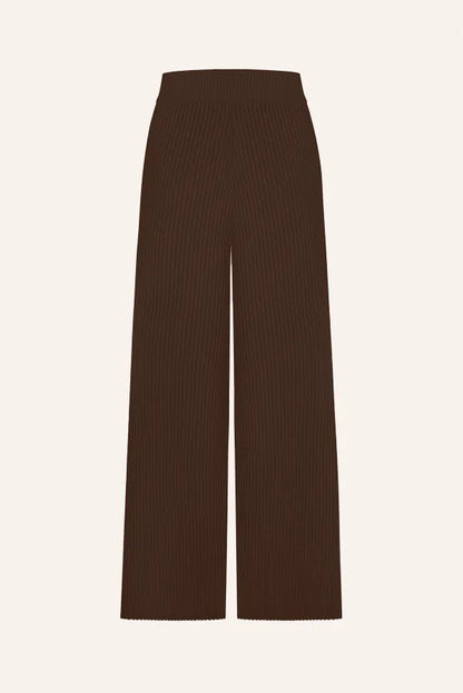 Ribbed knitted trousers, brown (T.MOSCA) BOL25-01