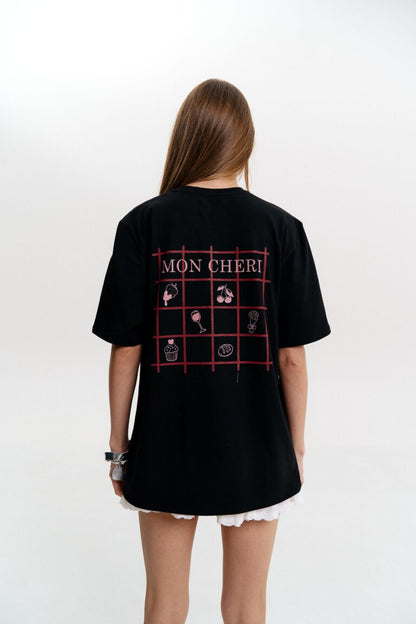 T-shirt with cherries, black, (MonCheri), MC_0021