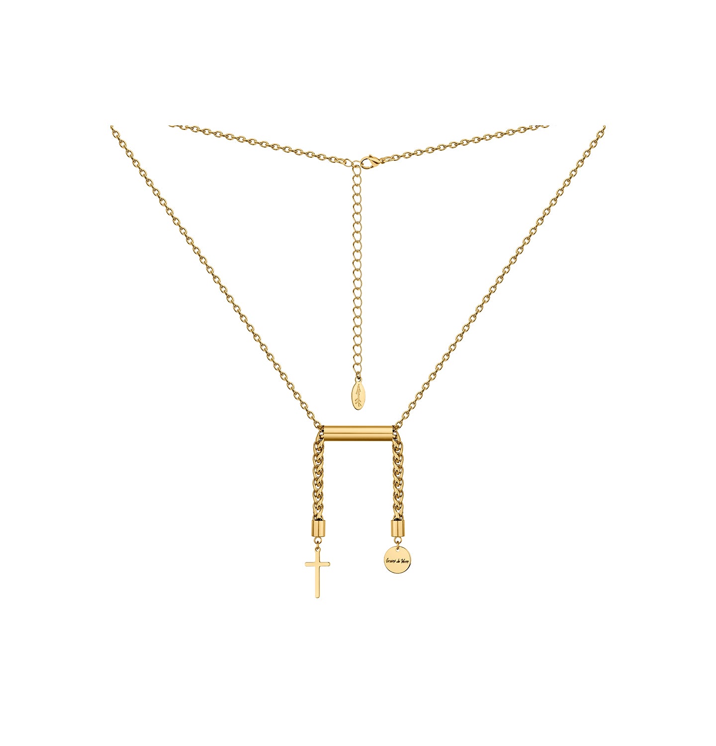 Намисто "Libra" з хрестиком, золото, (Grains de Verre) NLib2