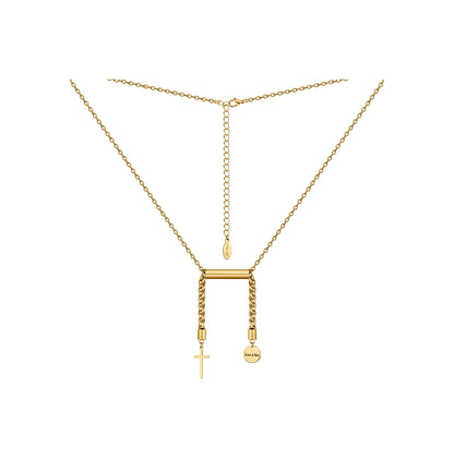 Намисто "Libra" з хрестиком, золото, (Grains de Verre) NLib2