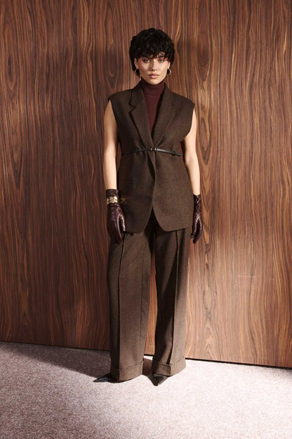 Palazzo pants, brown, (Nazarelli) VD118