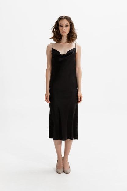 Černé hedvábné šaty MINT (Mint) 00604