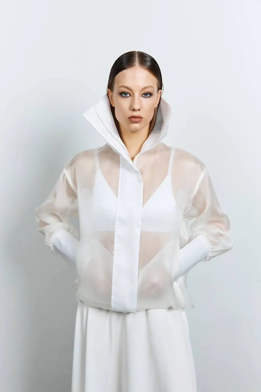 Біла органзова бомбер-куртка (Nazarelli), VD210