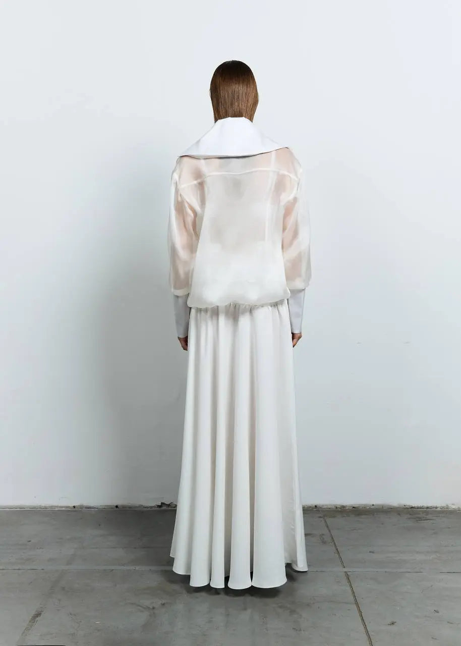 Біла органзова бомбер-куртка (Nazarelli), VD210