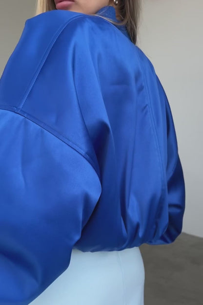 Satin bomber jacket electric blue, (KeepStyle) 2000000154275