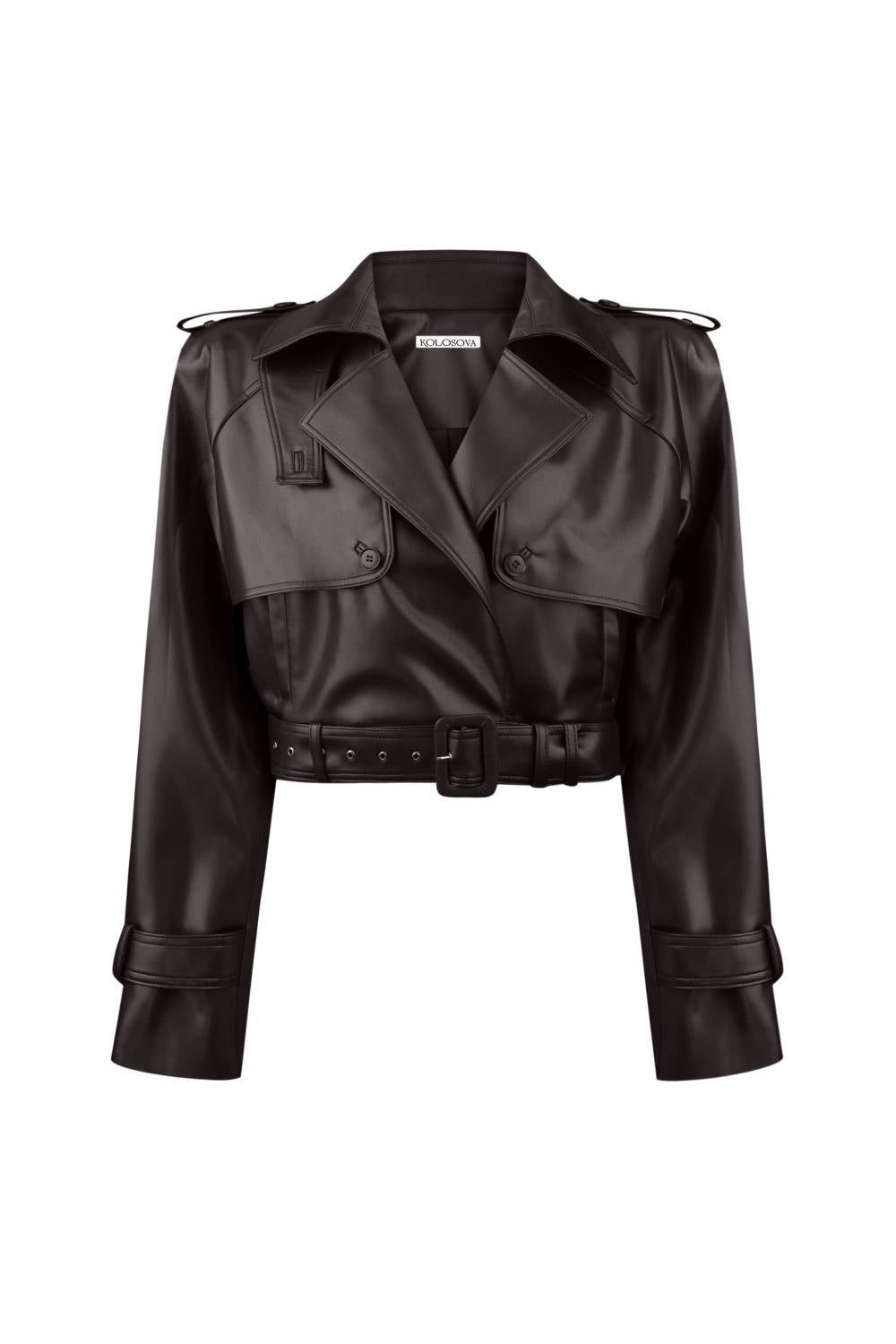 Bunda biker z eko-kůže (tmavě hnědá), (Kolosova) K015A