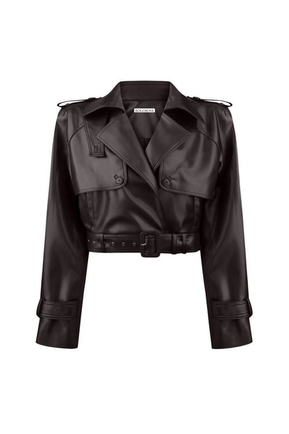 Bunda biker z eko-kůže (tmavě hnědá), (Kolosova) K015A