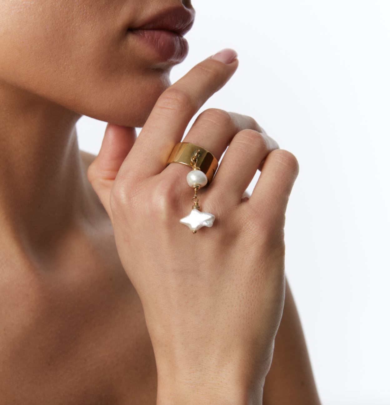 Prsten „FLEUR“, zlaté barvy (Grains de Verre) , RWPP2