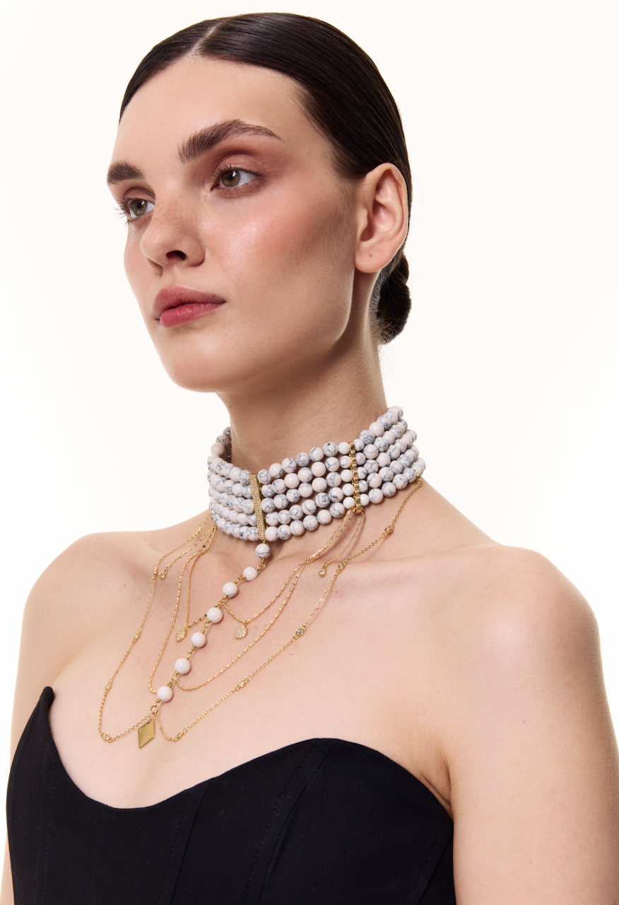 Намисто &quot;INNOCENT CLASSIC&quot; Мармур із золотом, (Grains de Verre) CHCXC2