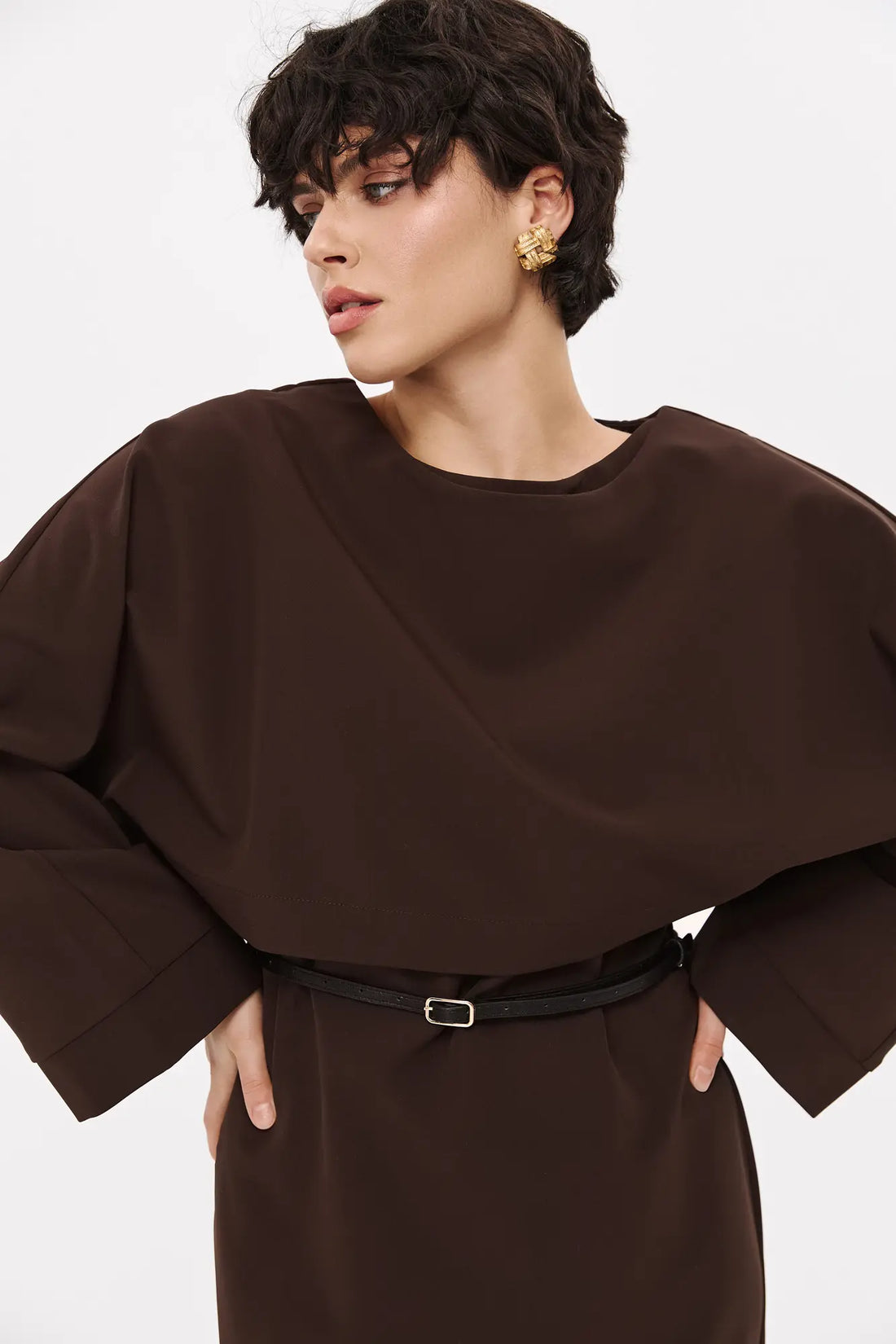 Cropped blouse, brown, (Nazarelli), VD123