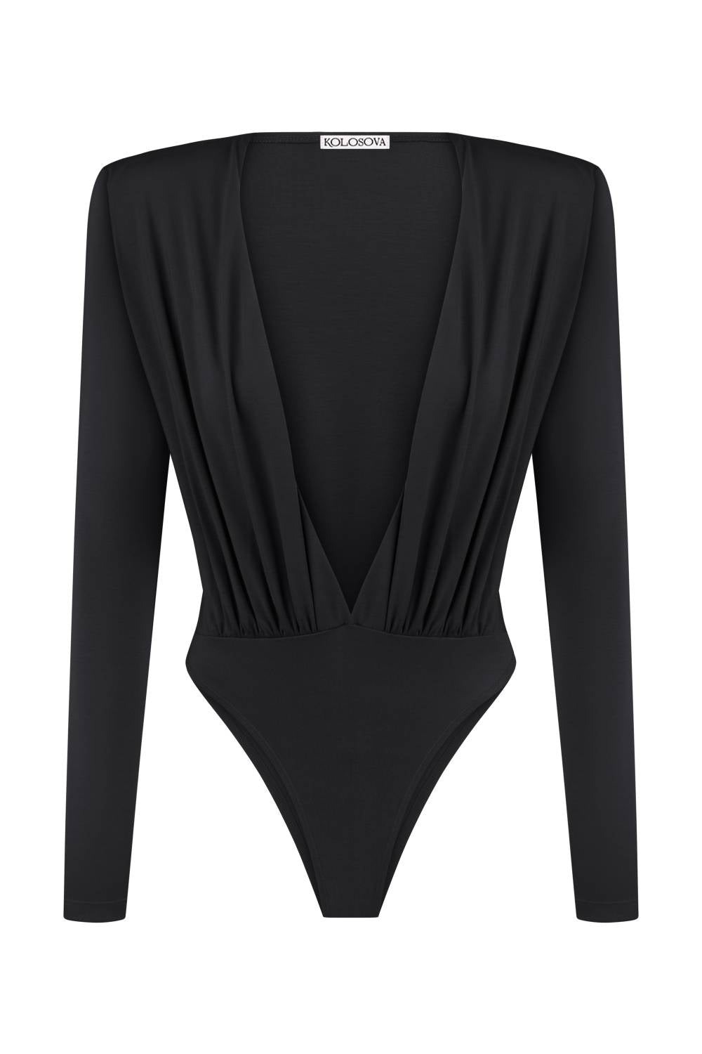 Боді з глибоким V-подібним вирізом чорного кольору (Kolosova) K0027A
