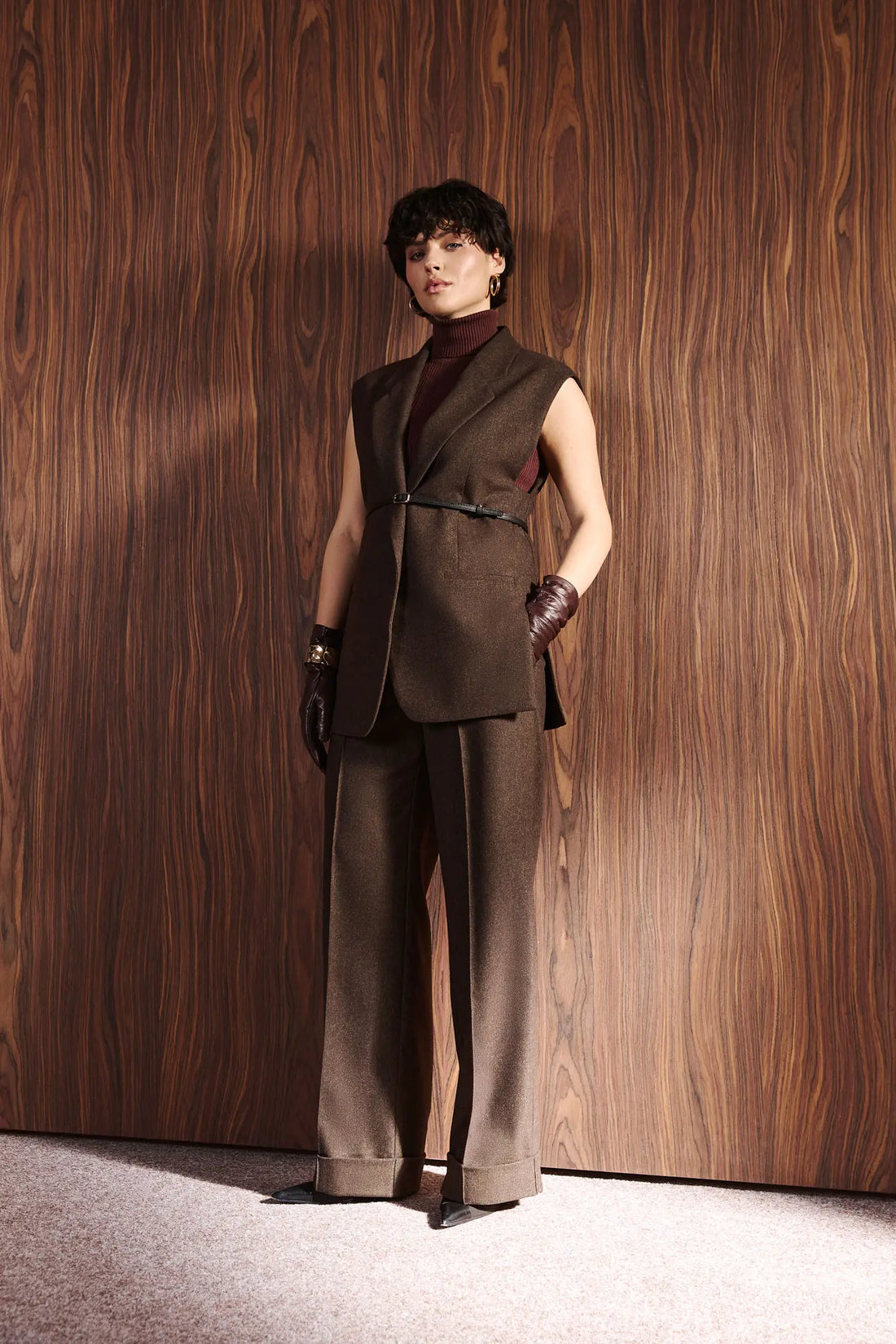 Palazzo pants, brown, (Nazarelli) VD118